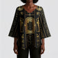 Egypt Cartouche Kimono Sleeve Blouse Gold Pharaoh Hieroglyphics Patterns