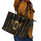 Egypt Cartouche Leather Tote Bag Gold Pharaoh Hieroglyphics Patterns