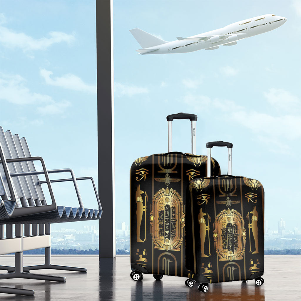 Egypt Cartouche Luggage Cover Gold Pharaoh Hieroglyphics Patterns