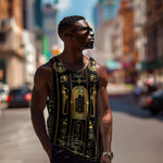 Egypt Cartouche Men Tank Top Gold Pharaoh Hieroglyphics Patterns