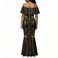Egypt Cartouche Mermaid Dress Gold Pharaoh Hieroglyphics Patterns