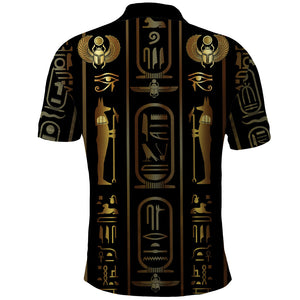 Egypt Cartouche Polo Shirt Gold Pharaoh Hieroglyphics Patterns