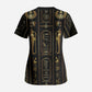 Egypt Cartouche Scrub Top Gold Pharaoh Hieroglyphics Patterns