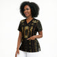 Egypt Cartouche Scrub Top Gold Pharaoh Hieroglyphics Patterns