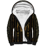Egypt Cartouche Sherpa Hoodie Gold Pharaoh Hieroglyphics Patterns