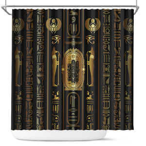Egypt Cartouche Shower Curtain Gold Pharaoh Hieroglyphics Patterns