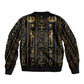 Egypt Cartouche Sleeve Zip Bomber Jacket Gold Pharaoh Hieroglyphics Patterns