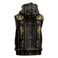 Egypt Cartouche Sleeveless Hoodie Gold Pharaoh Hieroglyphics Patterns