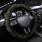 Egypt Cartouche Steering Wheel Cover Gold Pharaoh Hieroglyphics Patterns