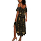 Egypt Cartouche Summer Maxi Dress Gold Pharaoh Hieroglyphics Patterns