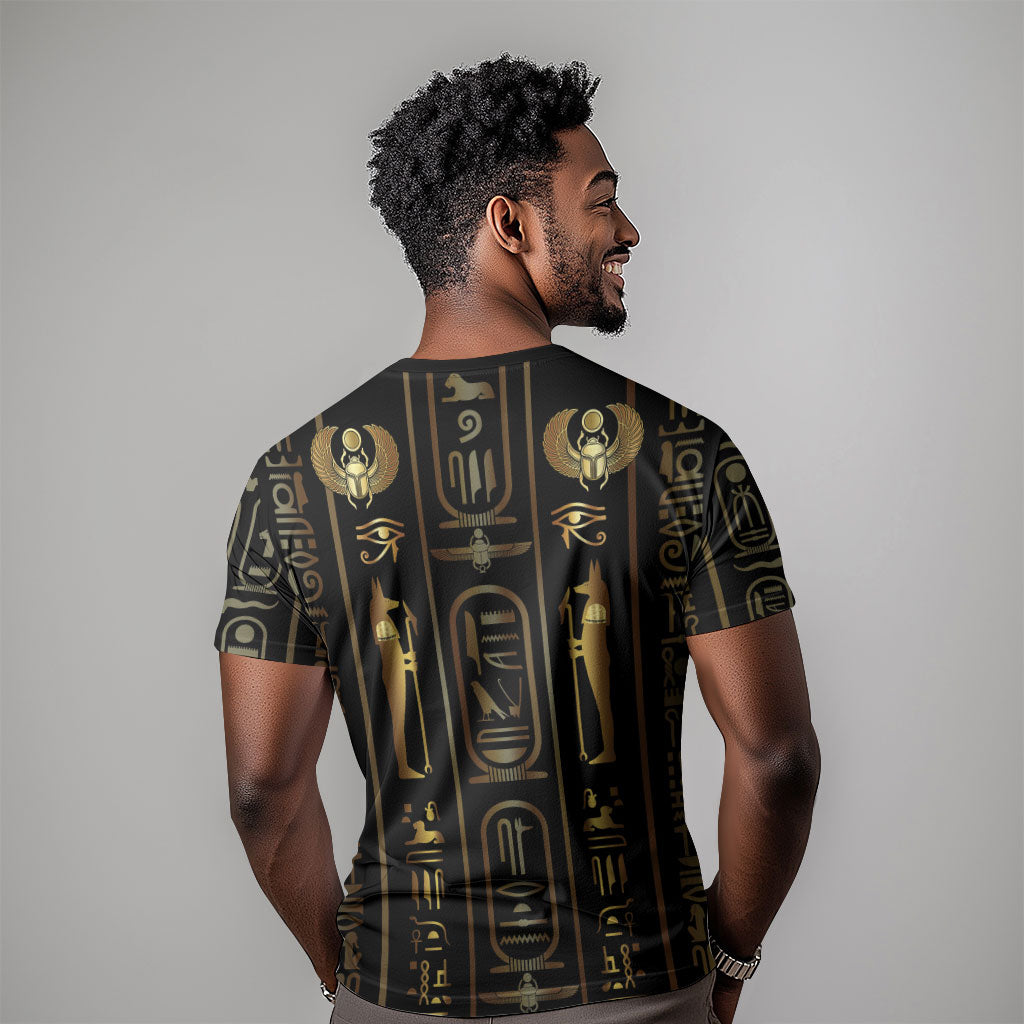 Egypt Cartouche T shirt Gold Pharaoh Hieroglyphics Patterns