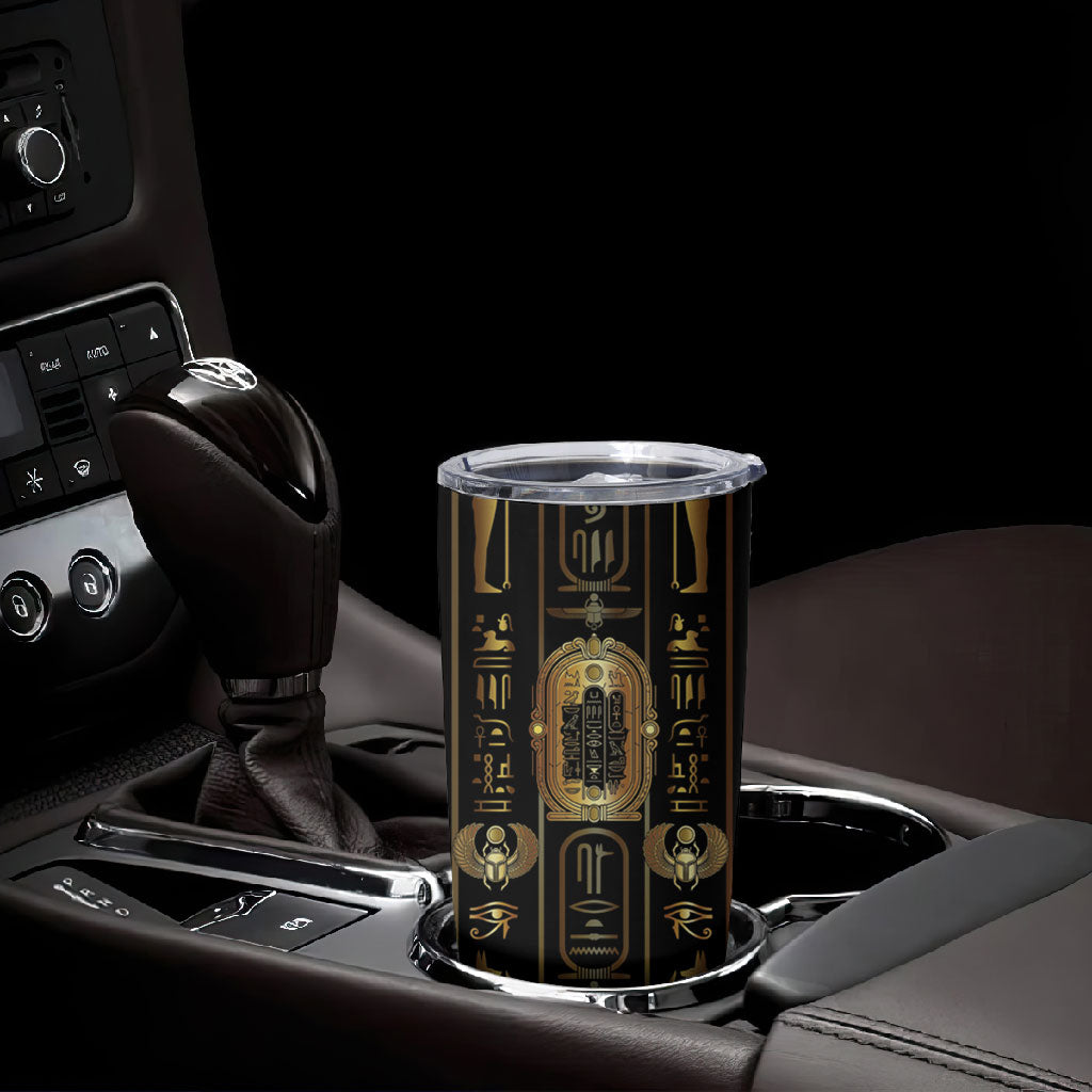 Egypt Cartouche Tumbler Cup Gold Pharaoh Hieroglyphics Patterns