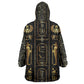 Egypt Cartouche Wearable Blanket Hoodie Gold Pharaoh Hieroglyphics Patterns