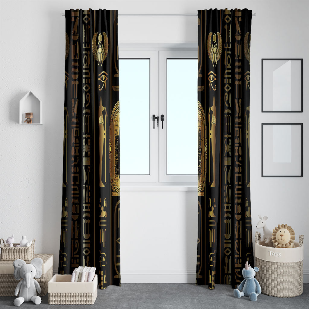 Egypt Cartouche Window Curtain Gold Pharaoh Hieroglyphics Patterns