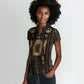 Egypt Cartouche Women Polo Shirt Gold Pharaoh Hieroglyphics Patterns