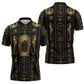 Egypt Cartouche Zipper Polo Shirt Gold Pharaoh Hieroglyphics Patterns