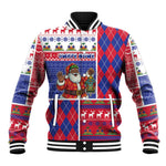 Haiti Christmas Baseball Jacket Santa With Fanal Haitian Patchwork Style - African Pride