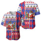 Haiti Christmas Baseball Jersey Santa With Fanal Haitian Patchwork Style DT05