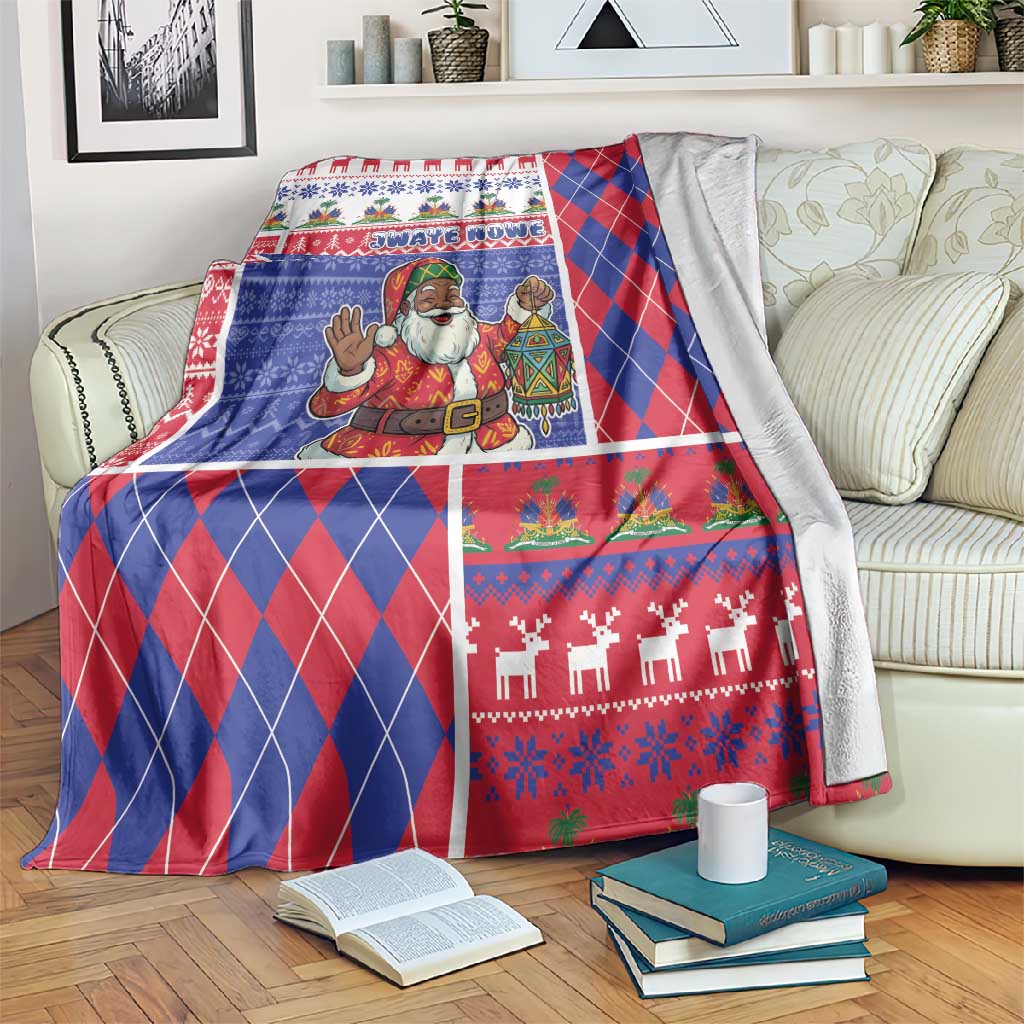 Haiti Christmas Blanket Santa With Fanal Haitian Patchwork Style - African Pride