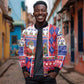 Haiti Christmas Bomber Jacket Santa With Fanal Haitian Patchwork Style - African Pride