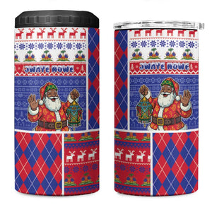 Haiti Christmas 4 in 1 Can Cooler Tumbler Santa With Fanal Haitian Patchwork Style - African Pride