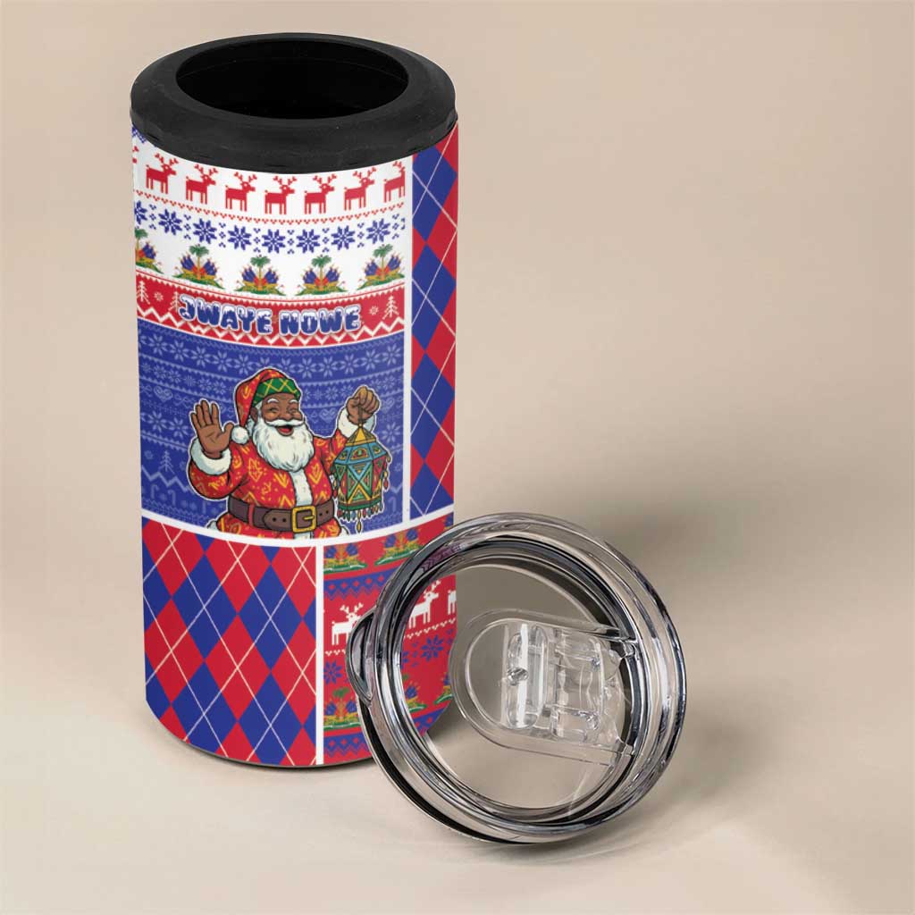Haiti Christmas 4 in 1 Can Cooler Tumbler Santa With Fanal Haitian Patchwork Style - African Pride