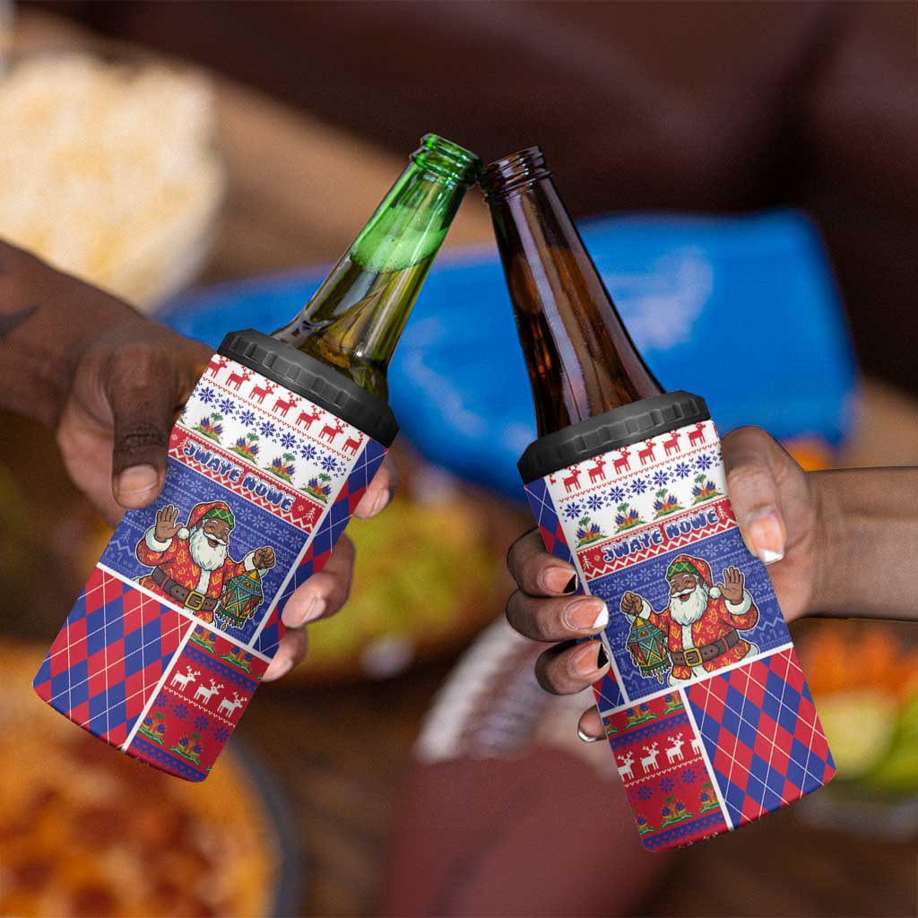 Haiti Christmas 4 in 1 Can Cooler Tumbler Santa With Fanal Haitian Patchwork Style - African Pride