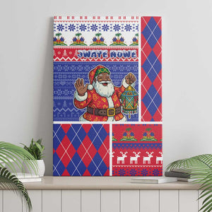 Haiti Christmas Canvas Wall Art Santa With Fanal Haitian Patchwork Style - African Pride