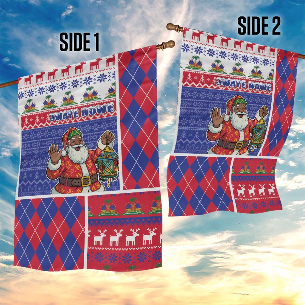 Haiti Christmas Garden Flag Santa With Fanal Haitian Patchwork Style - African Pride