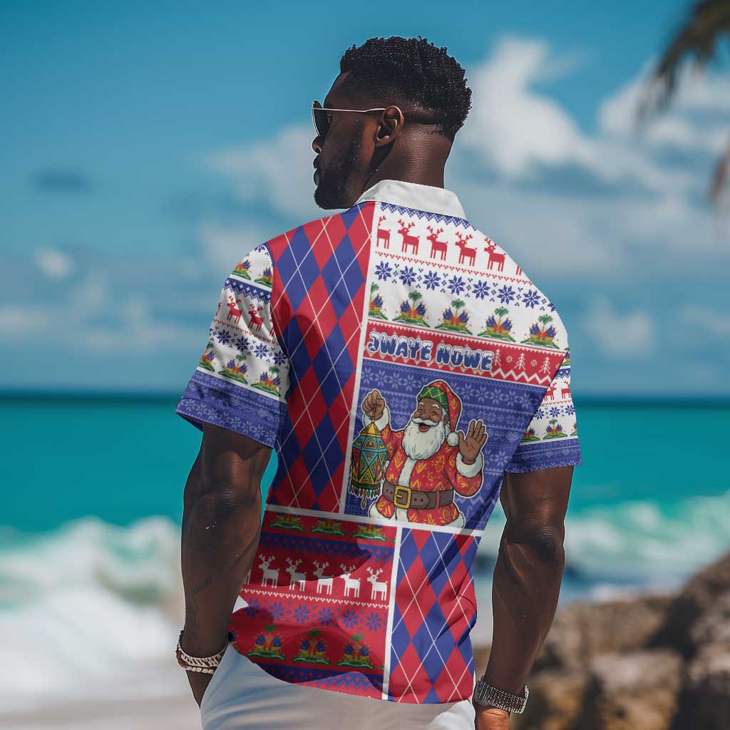 Haiti Christmas Hawaiian Shirt Santa With Fanal Haitian Patchwork Style - African Pride