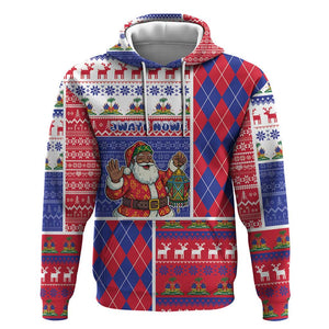 Haiti Christmas Hoodie Santa With Fanal Haitian Patchwork Style - African Pride