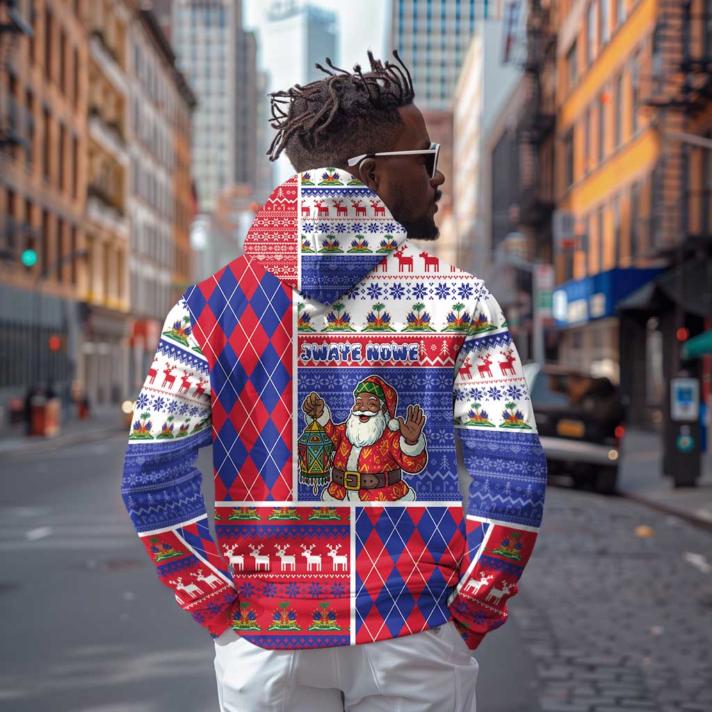 Haiti Christmas Hoodie Santa With Fanal Haitian Patchwork Style - African Pride