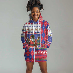 Haiti Christmas Hoodie Dress Santa With Fanal Haitian Patchwork Style - African Pride