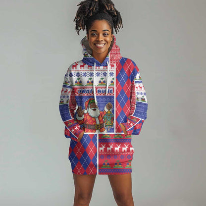 Haiti Christmas Hoodie Dress Santa With Fanal Haitian Patchwork Style - African Pride