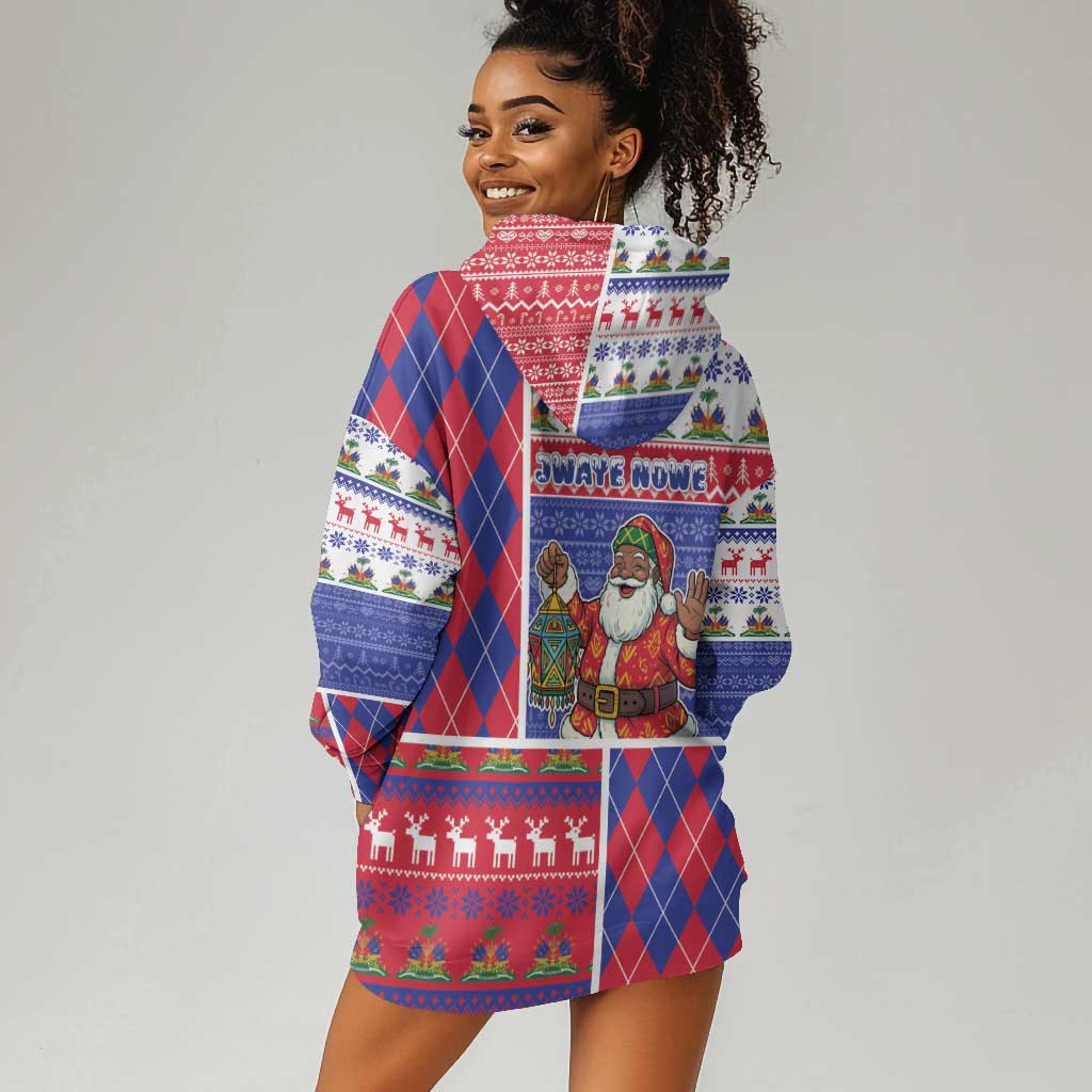 Haiti Christmas Hoodie Dress Santa With Fanal Haitian Patchwork Style - African Pride