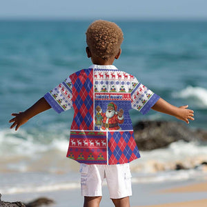 Haiti Christmas Kid Hawaiian Shirt Santa With Fanal Haitian Patchwork Style - African Pride