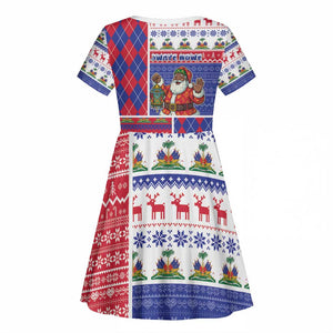 Haiti Christmas Kid Short Sleeve Dress Santa With Fanal Haitian Patchwork Style - African Pride