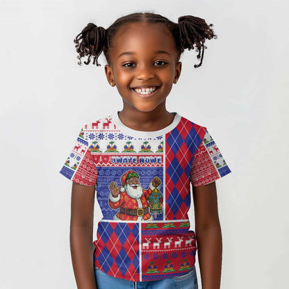 Haiti Christmas Kid T shirt Santa With Fanal Haitian Patchwork Style - African Pride