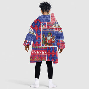 Haiti Christmas Kid Wearable Blanket Hoodie Santa With Fanal Haitian Patchwork Style - African Pride