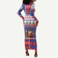 Haiti Christmas Long Sleeve Bodycon Dress Santa With Fanal Haitian Patchwork Style - African Pride