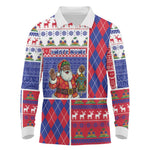 Haiti Christmas Long Sleeve Polo Shirt Santa With Fanal Haitian Patchwork Style - African Pride