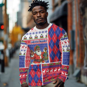 Haiti Christmas Long Sleeve Shirt Santa With Fanal Haitian Patchwork Style - African Pride