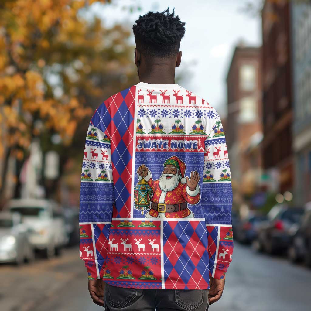 Haiti Christmas Long Sleeve Shirt Santa With Fanal Haitian Patchwork Style - African Pride