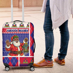 Haiti Christmas Luggage Cover Santa With Fanal Haitian Patchwork Style - African Pride