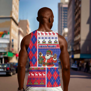 Haiti Christmas Men Tank Top Santa With Fanal Haitian Patchwork Style - African Pride