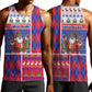 Haiti Christmas Men Tank Top Santa With Fanal Haitian Patchwork Style - African Pride