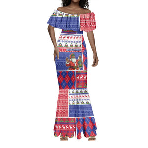 Haiti Christmas Mermaid Dress Santa With Fanal Haitian Patchwork Style - African Pride