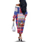 Haiti Christmas Off The Shoulder Long Sleeve Dress Santa With Fanal Haitian Patchwork Style - African Pride