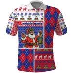 Haiti Christmas Polo Shirt Santa With Fanal Haitian Patchwork Style - African Pride