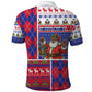 Haiti Christmas Polo Shirt Santa With Fanal Haitian Patchwork Style - African Pride